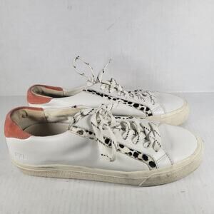 Madewell Leather Leopard Print Casual Lace Up Sidewalk Low-Top Sneakers Size 7.5